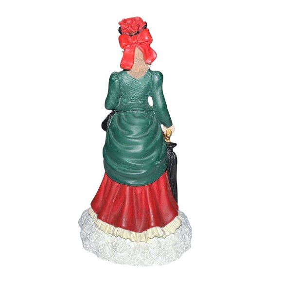 Vintage 1995 Village Square Woman Holding Umbrella Figurine Mervyns Christmas - Picture 3 of 6